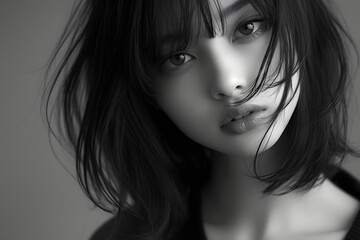 若い日本人女性の清楚な横顔。凛とした美しさと静けさ