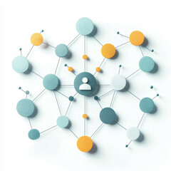 Fototapeta premium An abstract illustration of a network with interconnected nodes, emphasizing connectivity and relationships in a digital space.