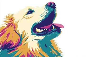 Obraz premium Colorful Abstract Dog Portrait White Background Pet Illustration Canine Art