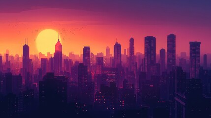 Fototapeta premium City silhouette at dusk