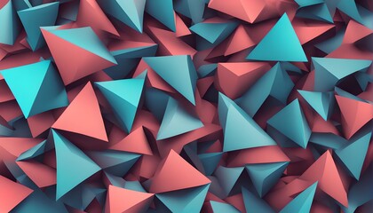 Obraz premium Abstract 3D Geometric Pattern background with Interlocking Pink and Teal Triangles