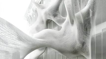Abstract design featuring a contemporary architectural wireframe structure