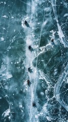 Obraz premium Aerial View of Ice Fishermen on Tranquil Frozen Lake
