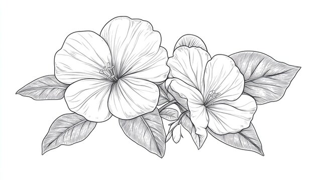 2D cartoon illustration of an isolated line drawing of a primrose flower representing themes of spring and summer