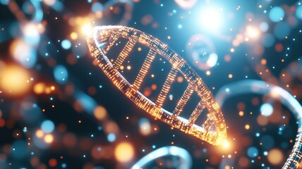 Fototapeta premium Abstract visualization of DNA structure in a vibrant background.