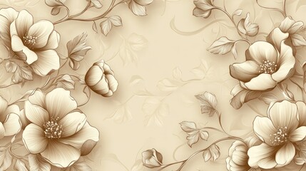 Brown decorative floral pattern on a neutral background