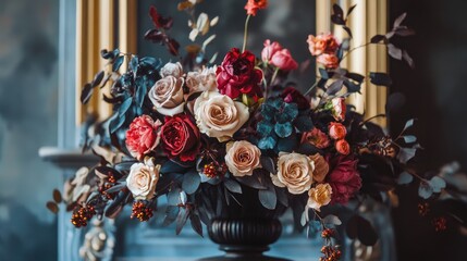 Elegant floral arrangement with decorative elements