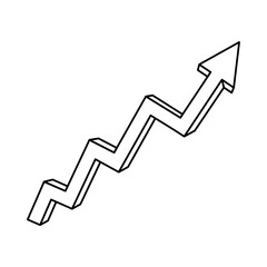 3d Upward arrow graph showing rising trend symbolizing growth and progress. Graphical representation profit, performance, positive, or success of growth. Vector illustration