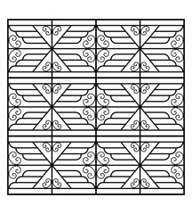 Iron window grill design silhouette vector template