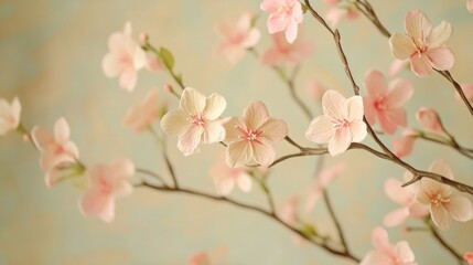 Obraz premium Romantic greeting card design featuring decorative flower branches for a spring theme