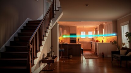 Obraz premium Modern Home Interior with Staircase and Kitchen