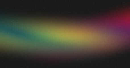 Abstract dark magenta purple orange green black color grainy gradient backdrop design. Soft colorful noisy gradient, Vibrant color wave shaped, glowing colors, bright, shine, banner or poster