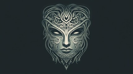 Druid mask design suitable for tattoo or t shirt printing