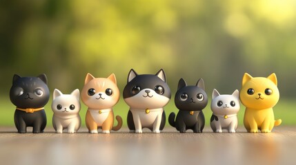 Obraz premium Cute and charming mascot characters of cats and dogs
