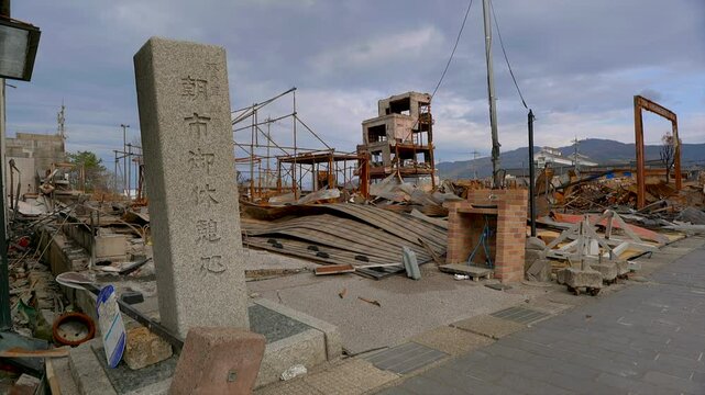能登半島地震 崩壊した輪島朝市通り