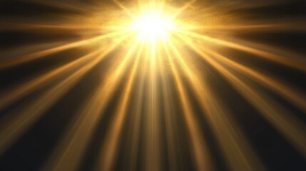2D cartoon illustration featuring a warm yellow light effect with sun rays and beams on a transparent background