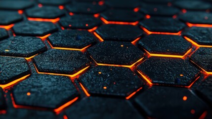 Obraz premium Abstract Glowing Hexagon Pattern Futuristic 3D Design