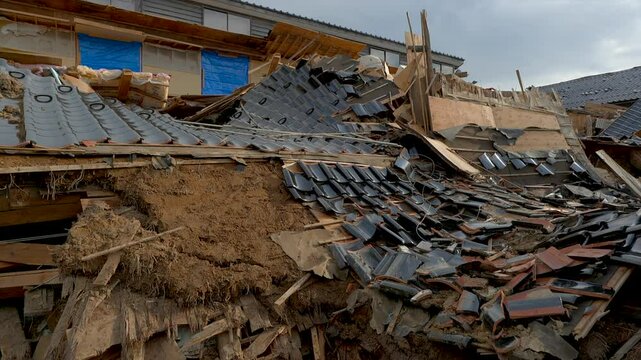 能登半島地震 崩壊した家屋
