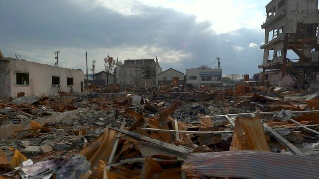 能登半島地震 崩壊した輪島の町並み