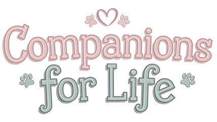 Naklejka premium Stylized Text with Paw Prints and a Heart Saying 