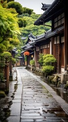 Fototapeta premium Japanese village architecture outdoors building.