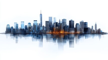 Fototapeta premium Stunning Cityscape Skyline Reflection Urban Architecture Panorama