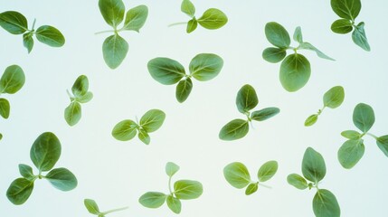 Fototapeta premium Green Leaf Sprout Pattern | White Background | Nature's Beauty in Simple Detail