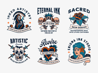 Fototapeta premium 6 Tattoo Studio Logo Collection