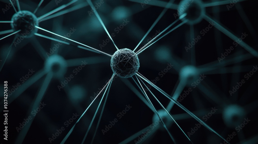 Poster Abstract Representation of Molecular Connections with Glowing Nodes and Interconnecting Lines, Conveying Modern Science and Technology Themes