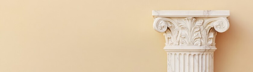 Elegant architectural column against a soft pastel background.