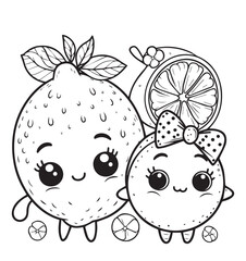 Coloring page design family lemon 