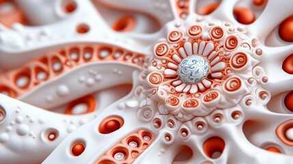 Intricate 3D Render Abstract Orange White Organic Design Swirls Curves Patterns Textures