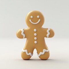 A clean 3D outline of a gingerbread man, with minimal details on the white background.
