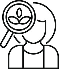 Magnifying glass showing sprout growing in woman's mind, exploring the concept of growth mindset and personal development