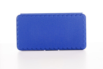 Blue plastic tool box on a white background. 
