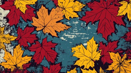 Coloring book illustration of vibrant maple leaves isolated on a blank background in a vertical layout