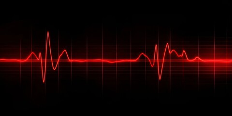 Digital illustration ECG Electrocardiogram line graph red Fear (Black) A wavy