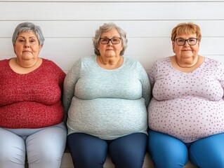 Group of three plus-sized women sitting together, promoting body positivity and fitness awareness in a supportive gym environment focused on health and wellness.