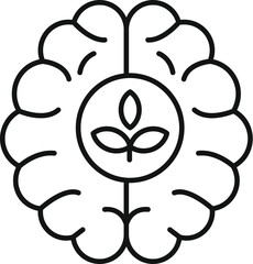 Growing plant inside human brain symbolizing mental growth, development, and personal transformation