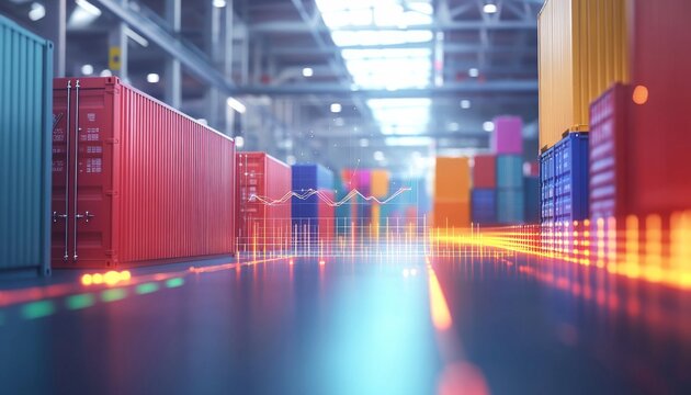 Long corridor shipping container warehouse is lined rows Supply Chain Optimization Metrics