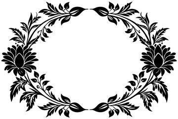 A vector drawing represents floral frame design vector art illustration