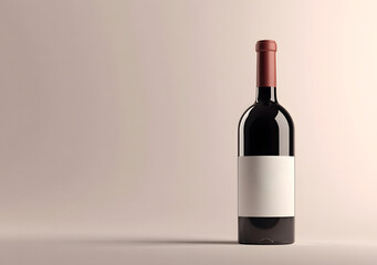 Elegant Wine Bottle with Blank Label on Neutral Background