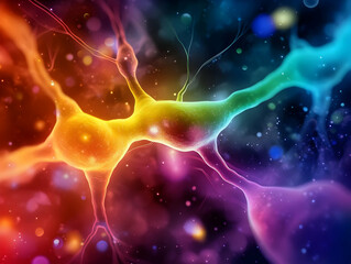 Naklejka premium Vibrant abstract representation of neural connections illustrating the complexity of the human brain.