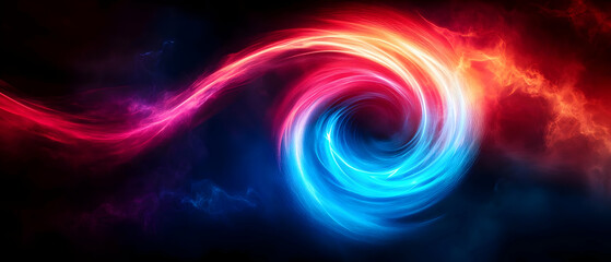 Obraz premium Vibrant swirling colors in a cosmic backdrop, showcasing a blend of red and blue energy for stunning visuals.