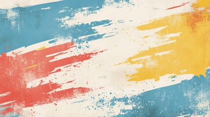 Retro coloring illustration of a vibrant banner with abstract brush strokes Unique ink splatter texture and minimal design elements featuring a light blue shibori pattern