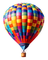 Fototapeta premium Colorful Hot Air Balloon Isolated on White Background. Vibrant hot-air balloon, creative design projects, travel-themed