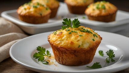 Savory Cheese Muffins with Parsley Garnish