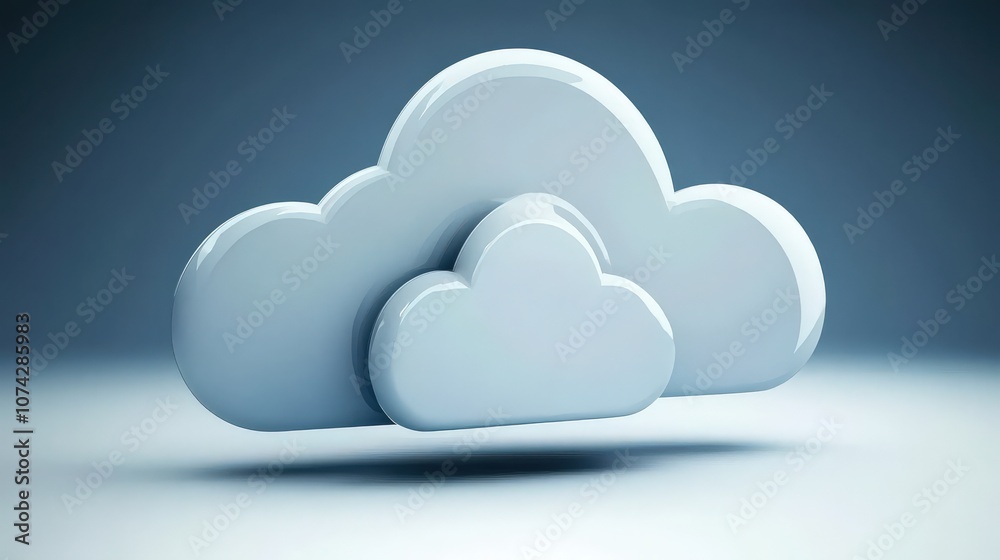 Poster Digital Cloud Illustration Representing Technology and Connectivity in Modern Data Storage Systems on a Minimalistic Background