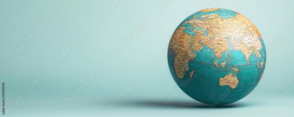 Poster globe showcasing the world map on a teal background