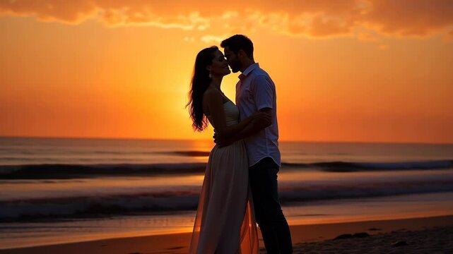 A couple making out on the beach in the afternoon